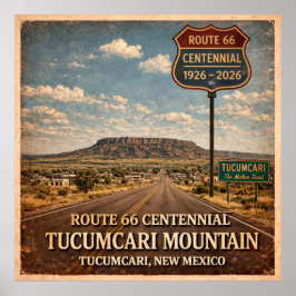 Póster Ruta 66 Montaña Tucumcari Nuevo México