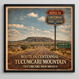 Póster Ruta 66 Montaña Tucumcari Nuevo México