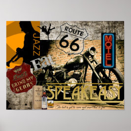 Póster Ruta 66 Motocicleta Jazz Speakeasy