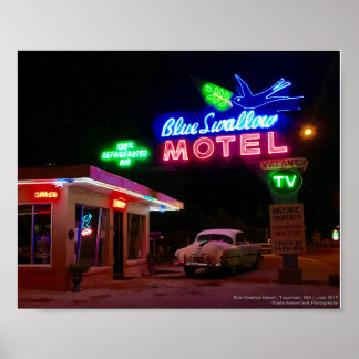 Póster Ruta 66 Neón | Blue Swallow Motel | Tucumcari, NM