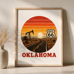 Póster Ruta 66 Oklahoma Oilfield Sunset Highway