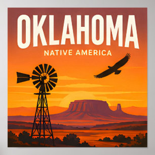 Póster Ruta 66 Oklahoma Tulsa Oklahoma City Viajes