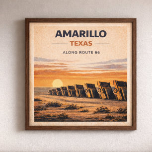 Póster Ruta 66 Patrimonio de Amarillo Texas