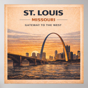 Póster Ruta 66 Patrimonio de la Puerta de St Louis