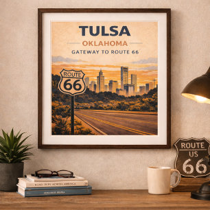 Póster Ruta 66 Puerta de Acceso al Patrimonio de Tulsa Ok