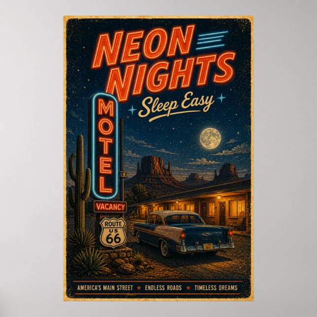 Póster Ruta 66 Sueños de Motel Neon (Frente)