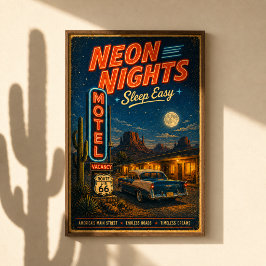 Póster Ruta 66 Sueños de Motel Neon