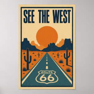 Póster Ruta 66 Ver El Oeste Litografía