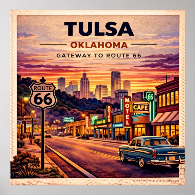 Póster Ruta 66 Vintage de Tulsa Viajes (Frente)