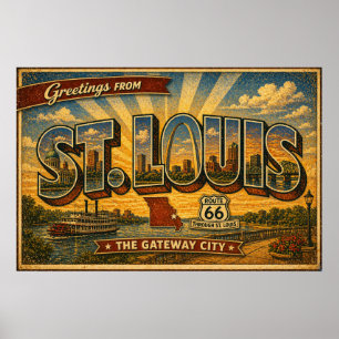 Póster Ruta 66 Vintage Viajes St Louis