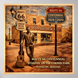 Póster Ruta 66 Winslow Arizona De pie