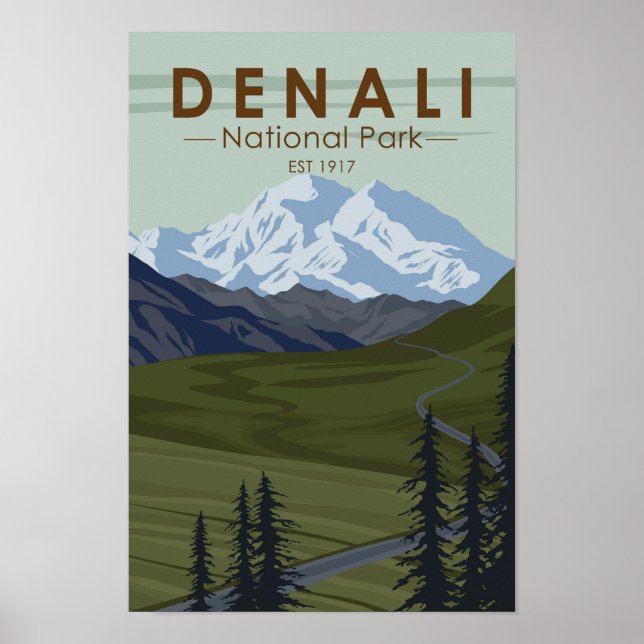 Póster Ruta al parque nacional Denali (Frente)