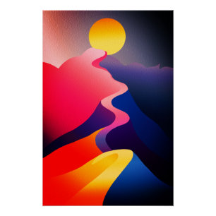 Póster Ruta al Sol - Vibrante montaña abstracta