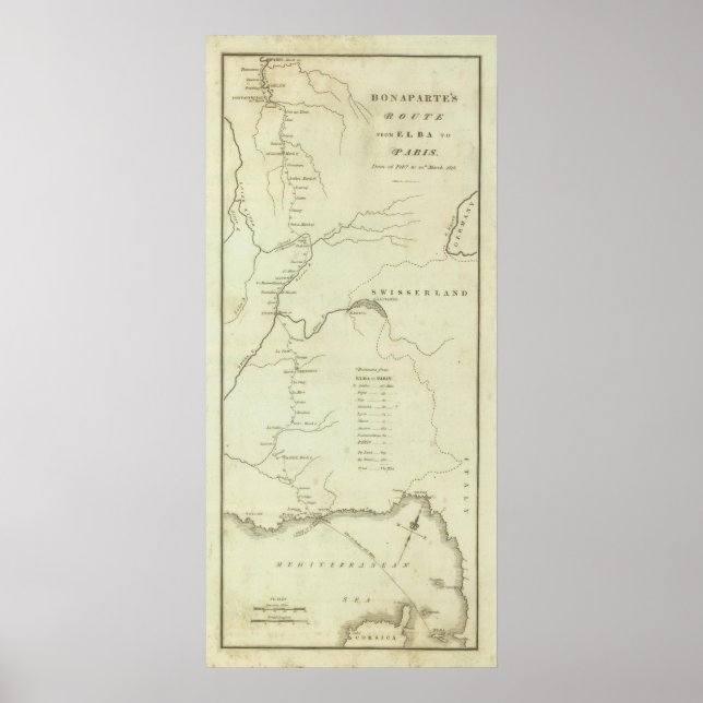 Póster Ruta de Bonaparte de Elba a París (Frente)