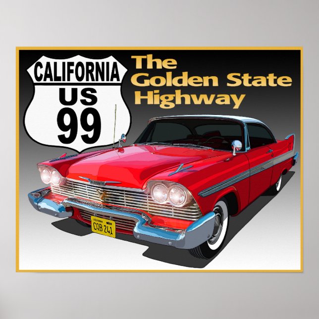 Póster Ruta De Estados Unidos 99 De California - El Estad (Frente)