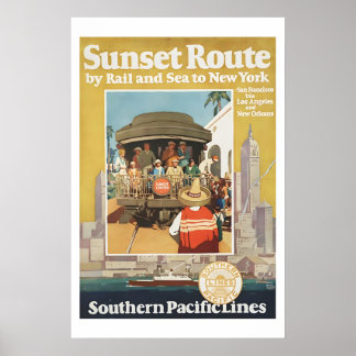 Póster Ruta del Atardecer de la Southern Pacific Railroad
