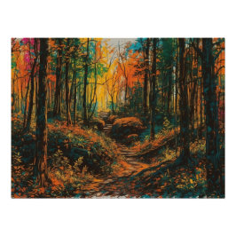 Póster Ruta del bosque otoñal con Ar de descarga digital