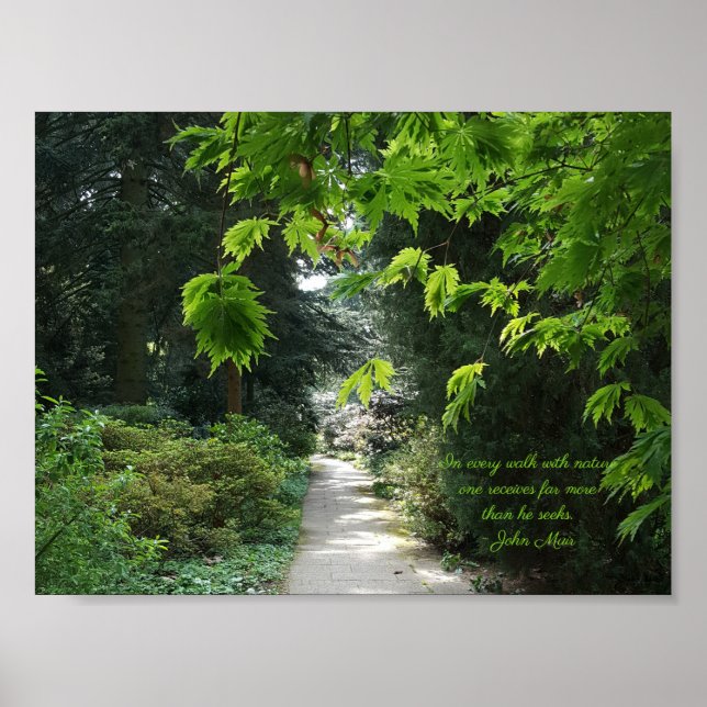 Póster Ruta en la naturaleza Árboles verdes cita Inspirad (Frente)