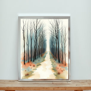 Póster Ruta encantada del bosque de invierno