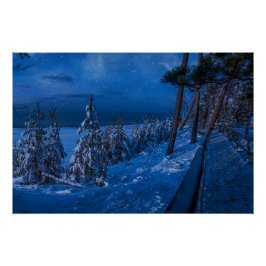 Póster Ruta forestal en la noche de invierno