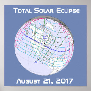 Póster Ruta mundial total del eclipse solar 2017