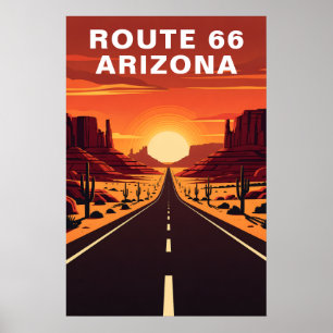 Póster Ruta Retro 66 Viaje por el Desierto de Arizona