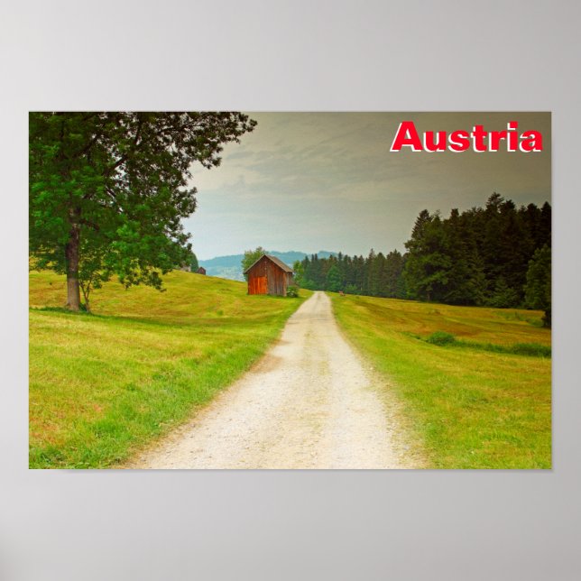 Póster Ruta y cabaña de madera de Austria (Frente)