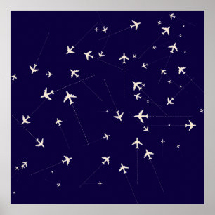 Póster rutas aéreas de viajes