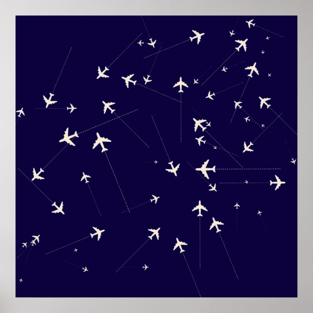 Póster rutas aéreas de viajes (Frente)