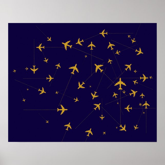 Póster rutas aéreas de viajes (Frente)