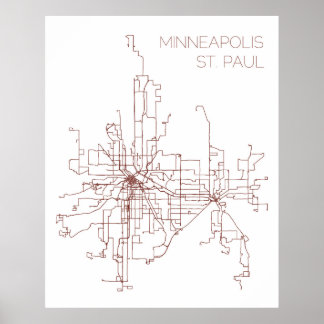 Póster Rutas de tránsito de Minneapolis-St. Paul (Impresi
