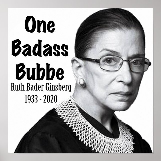 Póster Ruth Bader Ginsburg RBG Muerte Memorial Honor Bubb (Frente)