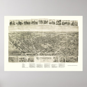 Póster Rutherford, NJ Panoramic Map - 1904