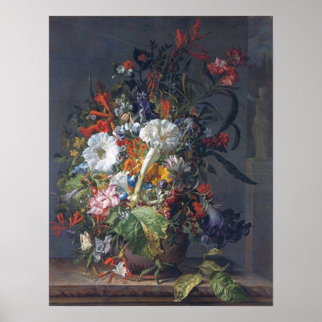 Póster Ruysch - Peas, Lilies Peonies, Hyacinths Pasion, (Frente)