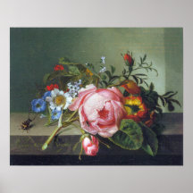 Ruysch - Rama Rosa Con Kafer Y Bee