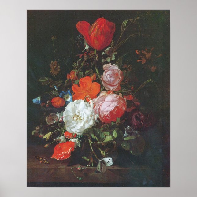 Póster Ruysch - Vase con flores (Frente)
