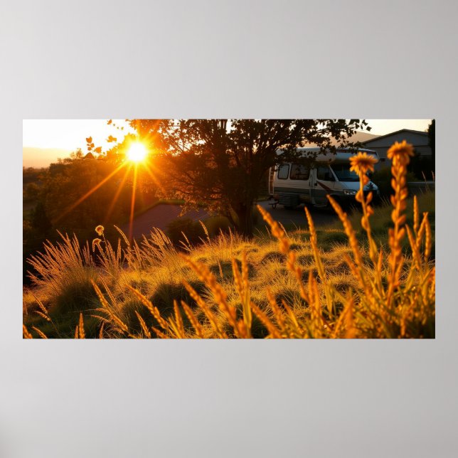 Póster RV en un campo (Frente)