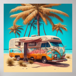 Póster RV Retro y Palmeras