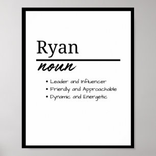 Póster Ryan, Definición de Nombre Personalizado para Niño