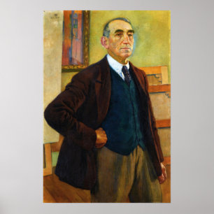Póster Rysselberghe - Autorretrato con chaleco verde 