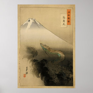 Póster Ryu mostró diez dragones subiendo al cielo por Oga