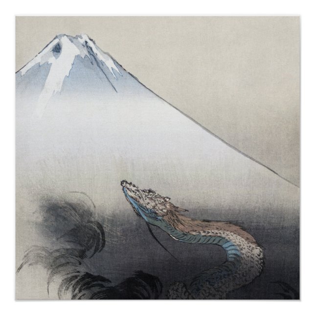 Póster Ryu Shoten: Dragón ascendente sobre Fuji, Japón (Anverso)