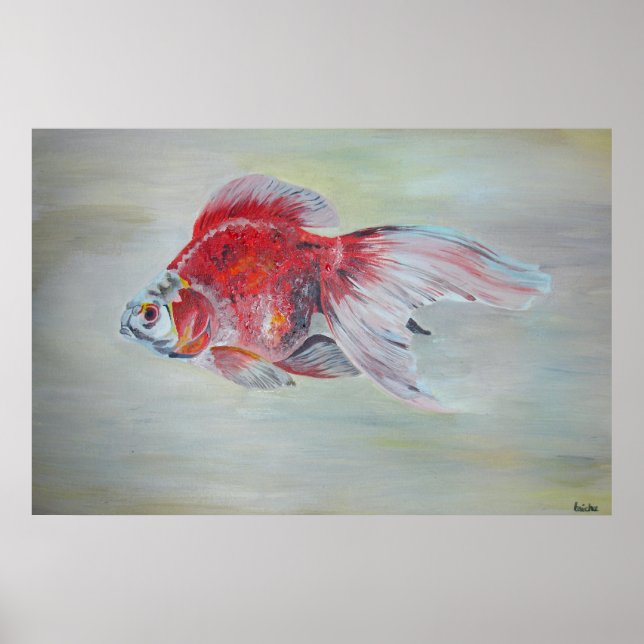 Póster Ryukin Goldfish Pintura acrílica (Frente)
