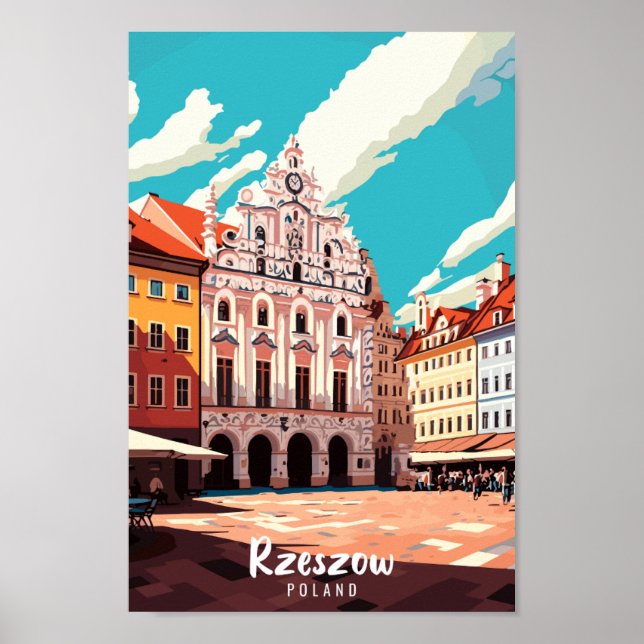 Póster Rzeszow Polonia lugar de viaje vintage ilustracion (Frente)