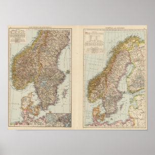 Póster S Escandinavia, Noruega, Suecia