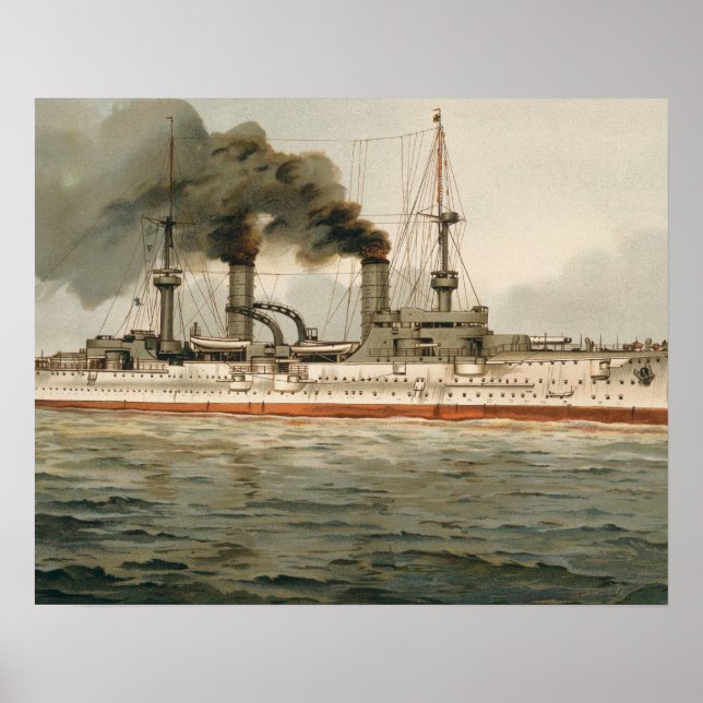 Póster S.M. Grosse Kreuzer 'Furst Bismarck' (H.M. Great C (Frente)
