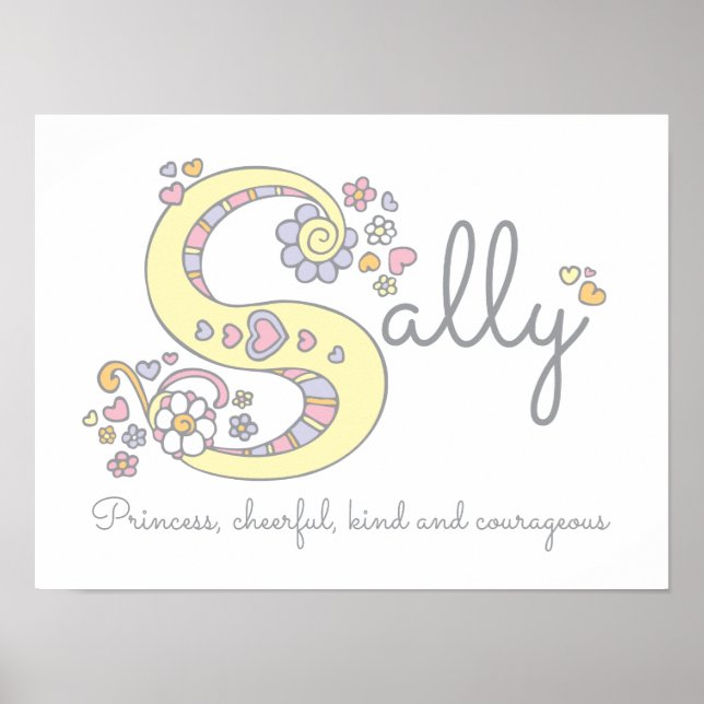 Póster S para el significado de nombre de letra de Sally (Frente)