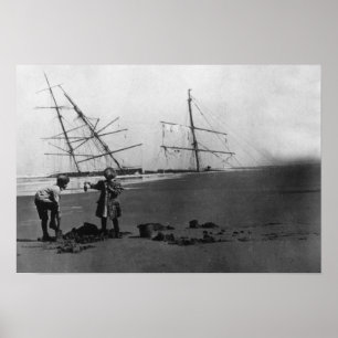 Póster S.S. Alice McDonald Wreck Peninsula Ilwaco