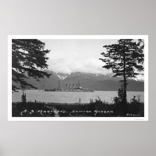Póster S.S. Maryland cerca de Seward, Alaska 1920 (Frente)