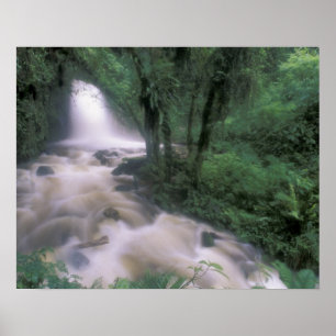 Póster SA, Perú, S.H. Machu Picchu, Cascada y Nubes